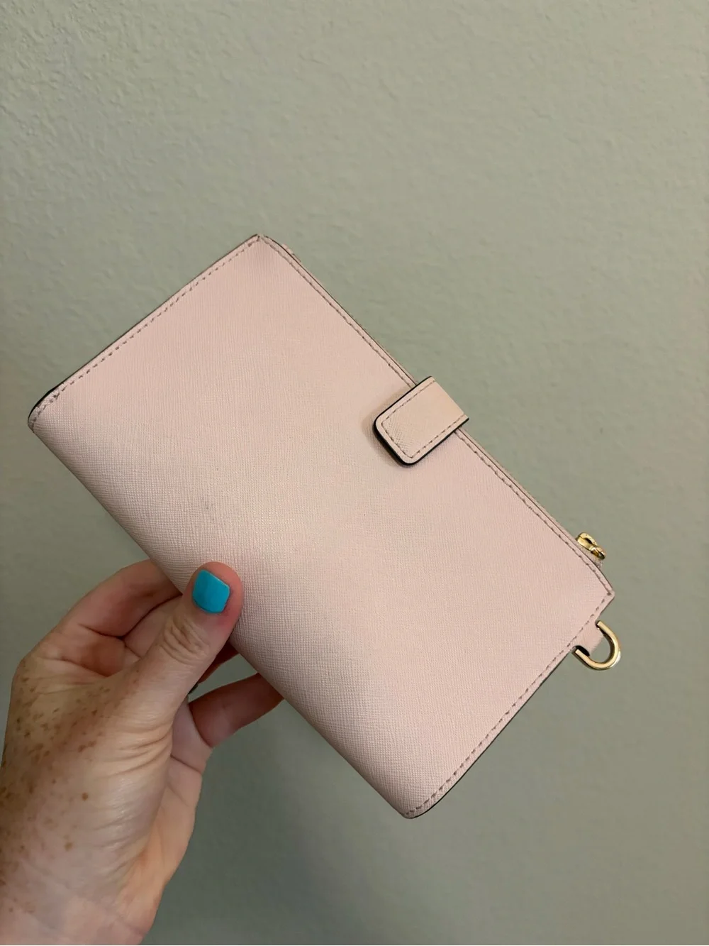 Michael Kors Jet Set Large Leather Wallet clutch‎ minimalist chic light pink
